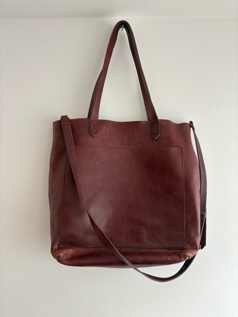 Burgundy leather Madewell medium Transport tote
